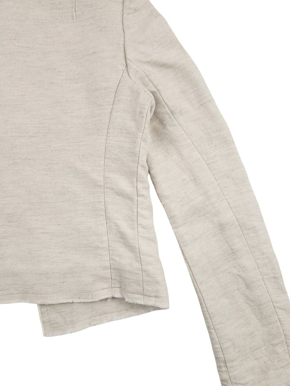 L'AGENCE Linen Cotton Cropped Tweed Jacket Cream Pockets Raw Hem Collarless XS - Picture 8 of 10